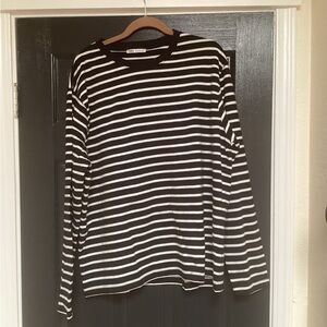 Zara Black and White Striped Long Sleeve Shirt. 238